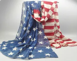 Übergroßer länglicher Vintage-Schal aus 100 Viskose mit amerikanischer Flagge für Damen, Tücher und Schals mit USA-Flagge, SFJ0011413028