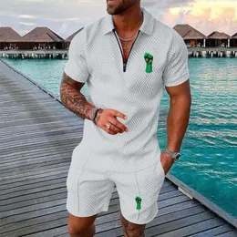 Męskie dresowe szorty szorty polo -dresowe Zestawy dla mężczyzn odzieżowych Flaga Brazylii na uniesionej zaciśniętej pięści anime african w Homme