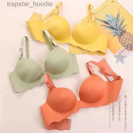 Bras Sets Wasteheart Women Fashion Orange Yellow Bra Sets Bralette One-Piece Bras Soft Cotton Panties Push Up Underwear Sexy Lingerie Sets Q0705 L230919