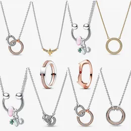2023 new Fashion designer Necklaces for women jewelry ring rose gold diamond collarbone chain DIY fit Pandoras Signature Intertwined Pendant Necklace