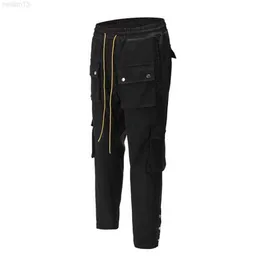 19FW High Street Multi Pocket Tactical Workwear Pants Casual Straight Button Up Draystring Pantskyxg