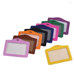 Card Holders 1pc PU Leather Working Permit Case Pass Bus Work Holder ID Tag Name Badge Cover Sleeve Protector
