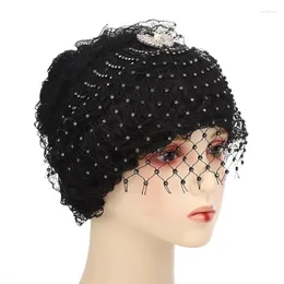 Abbigliamento etnico Velo misterioso Cappello della madre Perline di prugna del vento Set Avvolgimento di diamanti Testa tirata Hui Temperamento elegante da banchetto