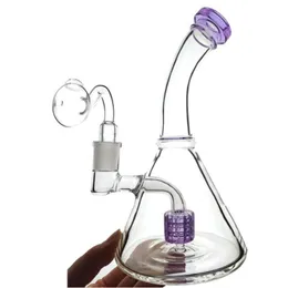 Green 8 Inches Thick Base Dab Rig Stereo Matrix Perc Honeycomb Recycle Oil Rigs 14mm Bowl Glass Water Tube Recycler Glass Bong