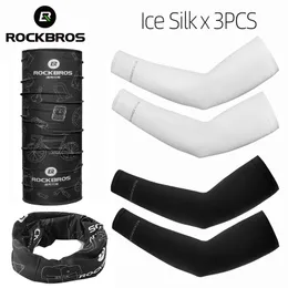 Armbenvärmare Rockbros Ice Silk Bicycle Arm ärmar andas Summer UV Sun Protection Outdoor Sports Safety Cykel Bike Scarf Arm Warmers 230919