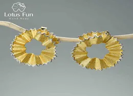 Lotus Fun Creative Pencil Shavings Design Stud Earrings Real 925 Sterling Silver 18K Gold Earrings for Women Gift Fine Jewelry 2104721332