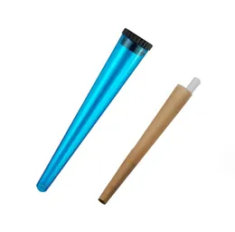 Partihandel 110mm pre -rullförpackning Plastkonisk Preroll Doob Tube Joint Holder Rökning Kottar klart med vitt lock Handcigaretttillverkare