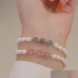 Chain Natural Freshwater Pearl Bracelet Stberry Quartz Crystal Labradorite Beaded Fof Women Girls Fine Jewelry Drop Delivery Bracelets Dhc2G