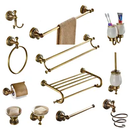 Set di accessori da bagno Set di accessori da bagno Collezione in ottone antico Prodotti per il bagno intagliati set di ferramenta per bagno in ottone a parete 230919