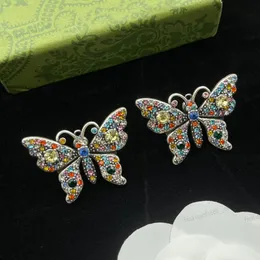 Orecchini in argento, doppio alfabeto Orecchini a farfalla in cristallo colorato, gioielli firmati da donna di moda, matrimoni, banchetti, Natale, regali