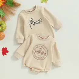 Rompers born Baby Boys Girls Halloween Clothing Letter Print Long Sleeve Loose Sweatshirts Jumpsuits Overalls 230919