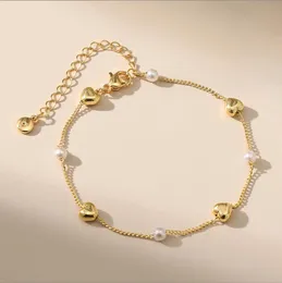 Banhado a latão em ouro 18K, joias de estilo simples e legal, pulseira de pérolas, temperamento elegante, pulseira de estilo europeu e americano de alta qualidade