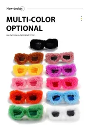 Wysokiej jakości okulary przeciwsłoneczne moda luksusowy projektant dla kobiet Pluszowe okulary przeciwsłoneczne do imprezy trend stylizacji nowości damski Dopamine Ins UV Ochrona 11 kolorów z pudełkiem