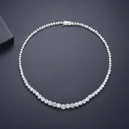 Модное ожерелье для влюбленных, лабораторный бриллиант, камень Cz, белое золото, заполненное колье-подвеска для женщин, свадебные украшения255T