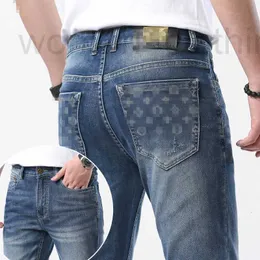 Męski projektant dżinsów 23 wiosna/lato Nowy haft wysokiej klasy Slim Fit proste rękaw Elastyczne długie spodnie drukowane modne styl H9ie