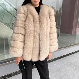 Pele feminina do falso 2023 novo casaco feminino inverno moda natural real jaqueta superior de luxo alta qualidade fofo pele real reino unido atacado 230918