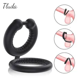 Giocattolo del sesso Massaggiatore Uomini Cock Ring Eiaculazione Ritardo Morbido Silicone Pene Gabbia di Castità per Coppie Gioco Masturbazione Maschile Negozio