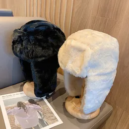 Zimowa czapka traper gęstna ciepła czapki rosyjska czapki koreańska moda Ushanka earflap pilot hat trend bombowy regulowany 230919