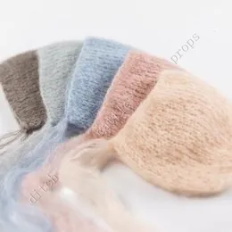 Chapéus Chapéus Artesanato Bebê Mão Knit Mohair Bonnet Pogal Props Propon Chuveiro Presente 230919