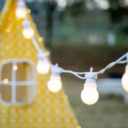 LED Strings Party 10/15 / 23M Pátio String Light Outdoor Street Garland Festoon Cabo Branco Globo Bulbo Fada String Lights Ano Novo Decoração de Jardim HKD230919