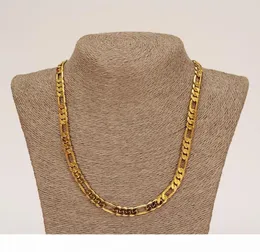 E Whole Classic Figaro Cuban Link Chain Necklace Bracelet Sets 14k Real Solid Gold Filled Copper Fashion Men Women 039 S Je7205626