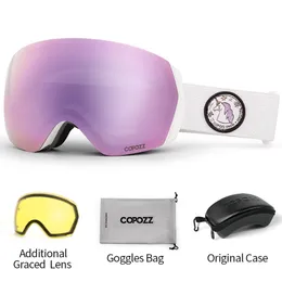 スキーゴーグルCopozz Men Men UV400 Antifog Eyewear Snow Glasses Adult Snowboard Goggle with Night Yellow Lens and Case Set 230918