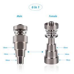 Gezonde Sigaret T013 Titanium Nail Handgereedschap 6 IN 1 10mm 14mm 19mm Maie Vrouwelijke GR2 voor Wax Olie Waterpijp Glazen Bong Pijp Dab Rigs