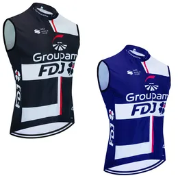 2024 FDJ Team Lightweight Windbreaker Cycling Jersey Top Quality ROSTI Bicycle Outwear Sleeveless Jacket Bike Cut Quick dry Cycling Vest with 3 Rear Pockets