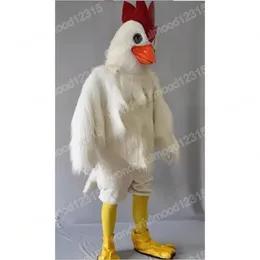 Prestanda lång plysch kyckling maskot kostymer karneval hallowen gåvor unisex vuxna fancy spel outfit semester utomhus reklamdräkt kostym