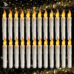 Candles 624Pc LED Flameless Taper 6511"Tall Tapered Candle Battery Operated Warm White Flickering Flame Handheld Candlesticks 230919