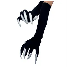 Coola halloween handskar lång spöke klo klär upp handskar mode svarta långa naglar cosplay halloween roliga handskar gc2301