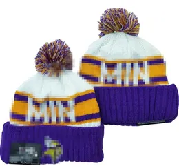 Minnesota Beanies Cap MIN Wool Warm Sport Knit Hat Hockey North American Team Striped Sideline USA College Cuffed Pom Hats Men Women A4