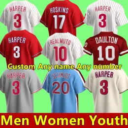 2023 S-4XL New Custom Baseball Jerseys Men Women youth Bryce Harpe Trea Turner Rhys Hoskins Realmuto Schwarber Kyle Schwarber Stitch jersey