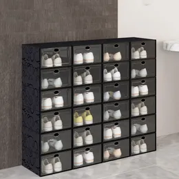 Förvaringshållare rack 6pcsset diy sko rack sneaker lagringslåda vik plastskor fodral arrangör skobox plastmontering sko skåp 230919