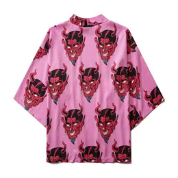 2020 diabeł różowy styl japoński Kimono Cardigan kobiety mężczyźni Summer Harajuku Yukata Cosplay Shirt Tradycyjne kostiumy azjatyckie ubrania 253f
