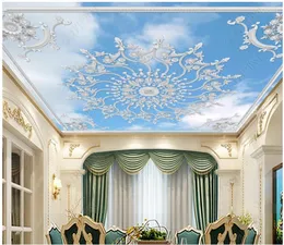 Wallpapers Custom Po 3d Ceiling Murals Wallpaper European White Plaster Line Carved Sky Decor Wall For Living Room
