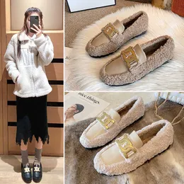 Fur Shoes Fashion Women Winter Outer Wear Lambswool Beanies Padded Plus Size Cotton Shoes 092223
