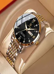 POEDAGAR Men Watch Stainless Steel Top Quailty Luxury Push Button Hidden Clasp Waterproof Luminous Date Week Sport Wrist Watches2865276
