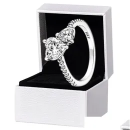 Обручальные кольца, Новое поступление, сверкающее кольцо с двойным сердцем, твердое кольцо 925 Sier для женщин, подарок подруге, ювелирные изделия для любовника, бриллиант Cz с Dhayj4034618