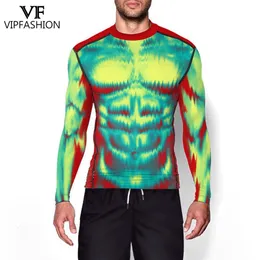 Theme Costume VIP FASHION Men Cosplay T-shirts Muscle Printed Rash Guard Tops Summer Outdoor Sports Wear Surfing Long Sleeve Workout Clothing 230919