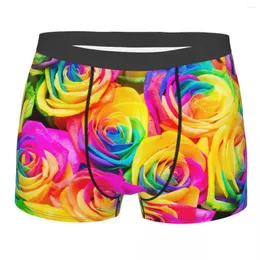 Underpants Mens Boxer Sexy Underwear Colorful Roses Romantic Male Panties Pouch Short Pants