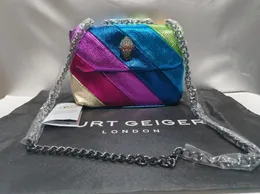 Kurt Geiger London Cross Women's Designer Bag i Storbritannien Joining Colorful Cross Body Bag Patchwork Clutch Chain Crossbody Bag Eagle Head Bag Axel väska Kvällspåsar