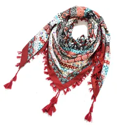 Halsdukar Fashion Bohemian Cotton Ladies Big Square Scarf Print Shawl Russian Ethnic Style Women Wraps Winter Tassel Scarves 230818