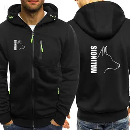 Jaquetas masculinas Silly Dog Belga Malinois 2023 Mens Novo Inverno Hoodies Slim Fit Moletom Com Capuz Outwear Casaco Quente Jaqueta Zip Up Casual Tops T230919