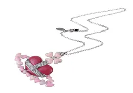 Pink MultiPeach Heart Lacquered Saturn Necklace Pink Love Track Valentine039s Day1311415