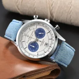 2023 популярные стильные мужские кварцевые часы для бизнеса и отдыха, модные пятиконтактные многофункциональные часы с тканевым ремешком и календарем