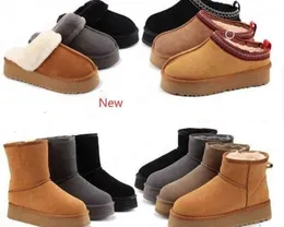 Sapatos casuais botas 2023 austrália mini plataforma botas designer mulher grossa inferior tornozelo pele quente bota de neve australiano fofo fuzz mule ta mced