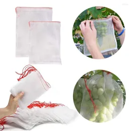 Fontes de jardim 50 sacos de rede com cordão malha de nylon reutilizável fácil instalação à prova de insetos cultivar proteção vegetal
