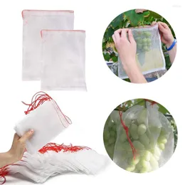 Bahçe Malzemeleri 50 PCS Drawstring Naylon Mesh ile Netting Torbaları Yeniden Kullanılabilir Kolay Montaj Böcek Koruması Yetiştirme Sebze Koruması