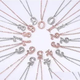 10 numeri collane con ciondolo donne brillanti collana in argento sterling gioielli in cristallo accessori per feste con catena di corda consegna di goccia Dhkfn